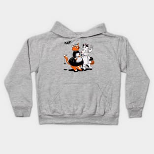 two cats in costumes nurse and maid trick and threats Kids Hoodie